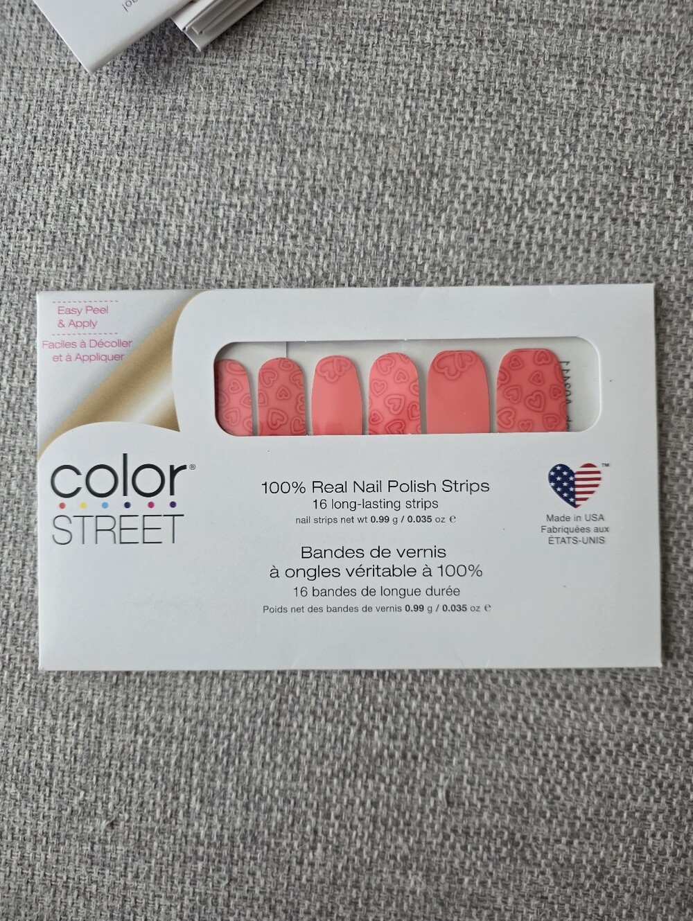 Color Street Pink Coral Nail Strips with Heart Accents